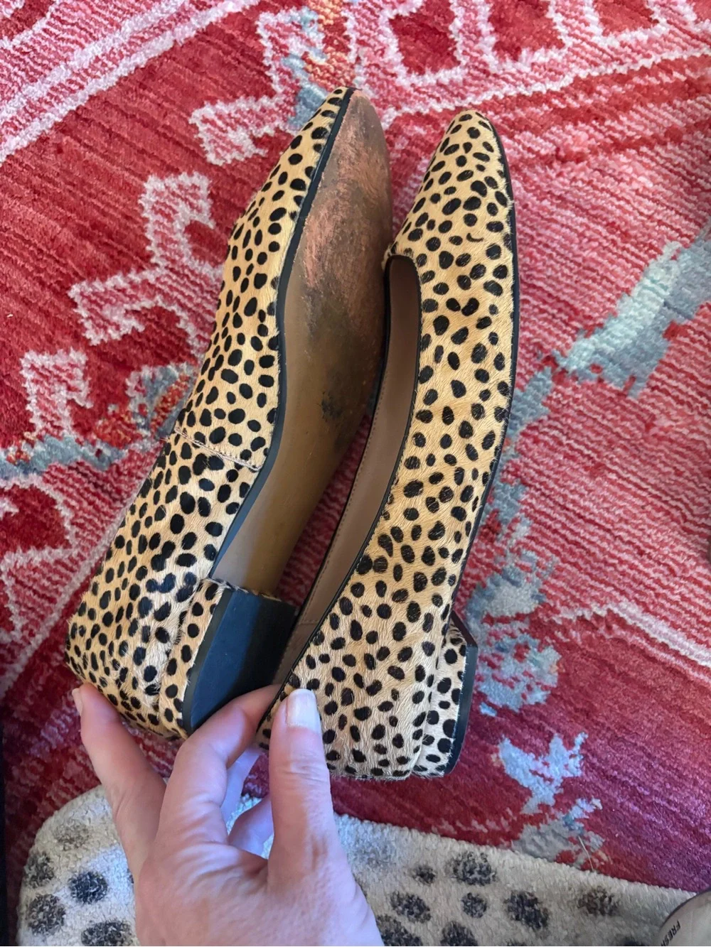 Steve Madden Cheetah Print Ballet Flats - Beige/Black calf hair